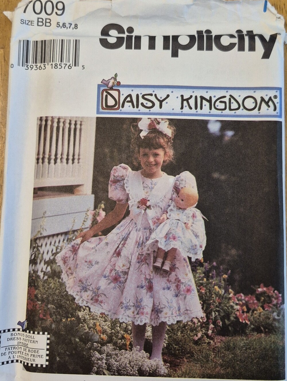 Simplicity 7009 Sewing Pattern Daisy Kingdom Dress + Doll Vintage 1996 Sz 5 - 8